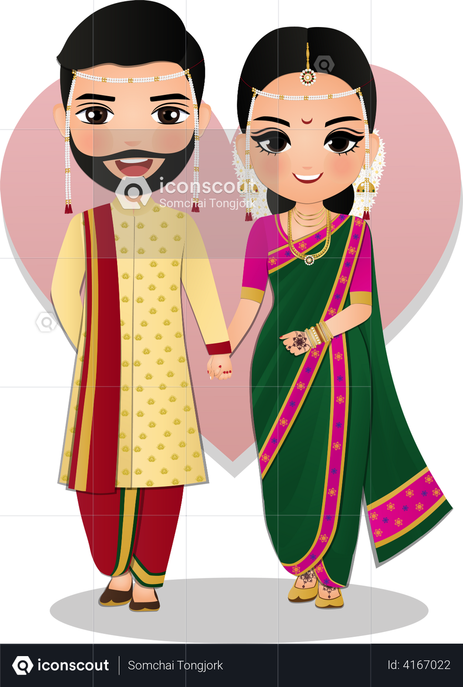 Best Premium Wedding couple Illustration download in PNG & Vector format