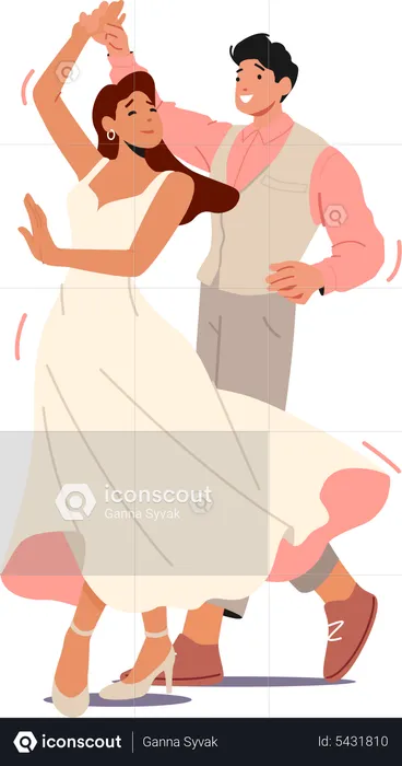 Wedding couple dancing together  Illustration