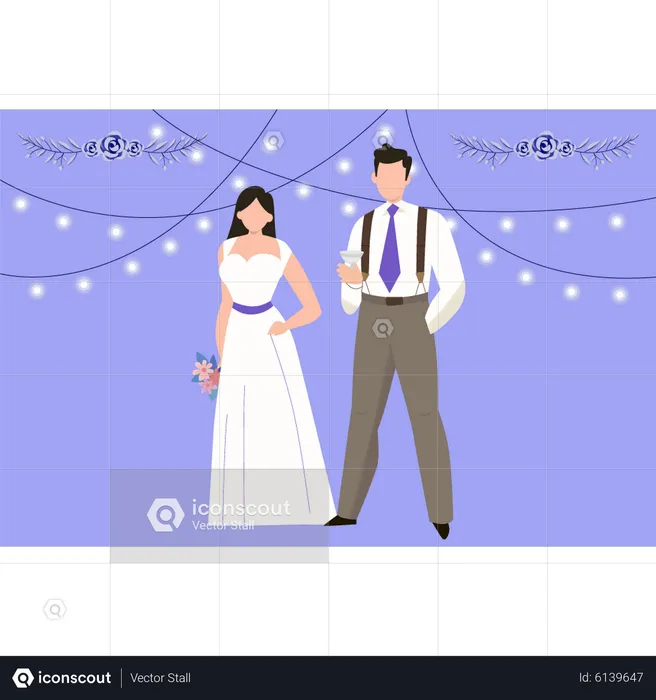 Wedding couple standing  Illustration