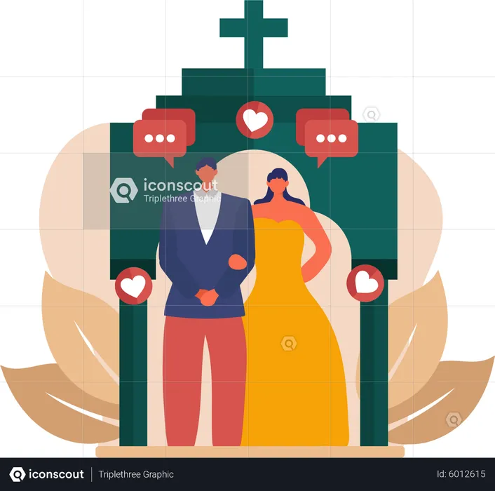 Wedding couple standing together  Illustration