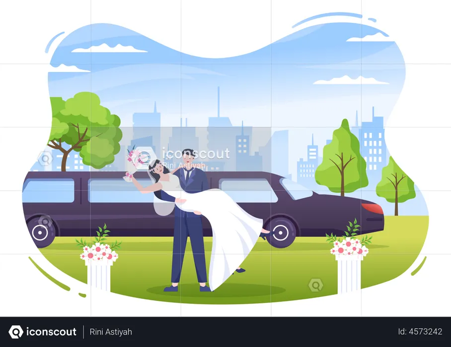 Wedding Limousine Car  Illustration