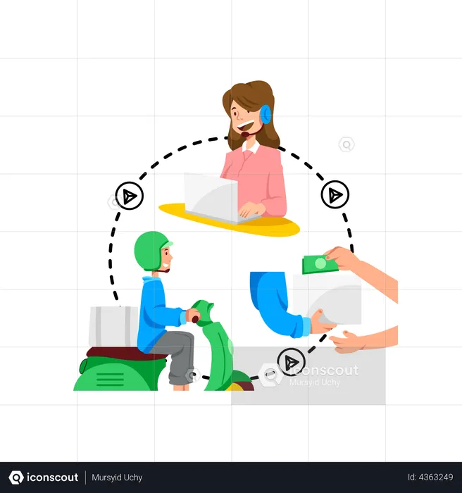 Kundenservice für Frauen im Lieferdienst  Illustration