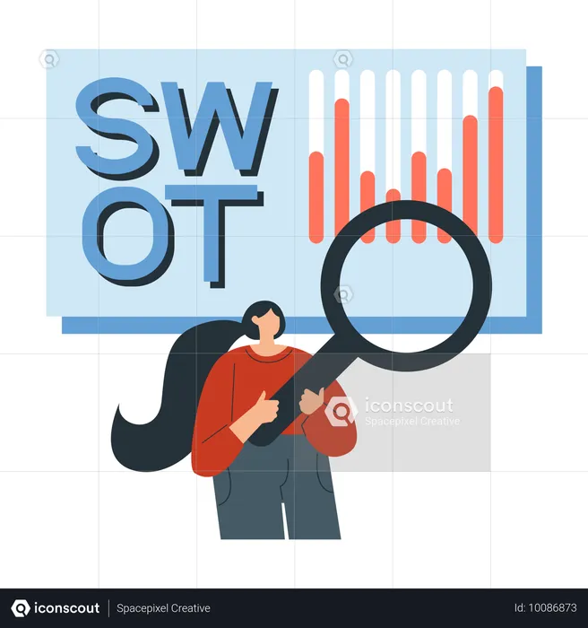 Mitarbeiterin führt SWOT-Analyse durch  Illustration