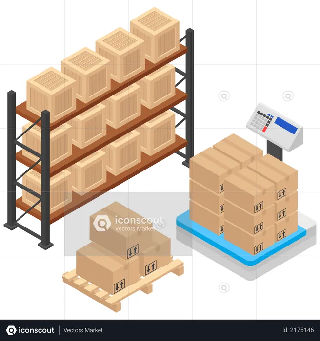Weighting Shipping Boxes  Illustration
