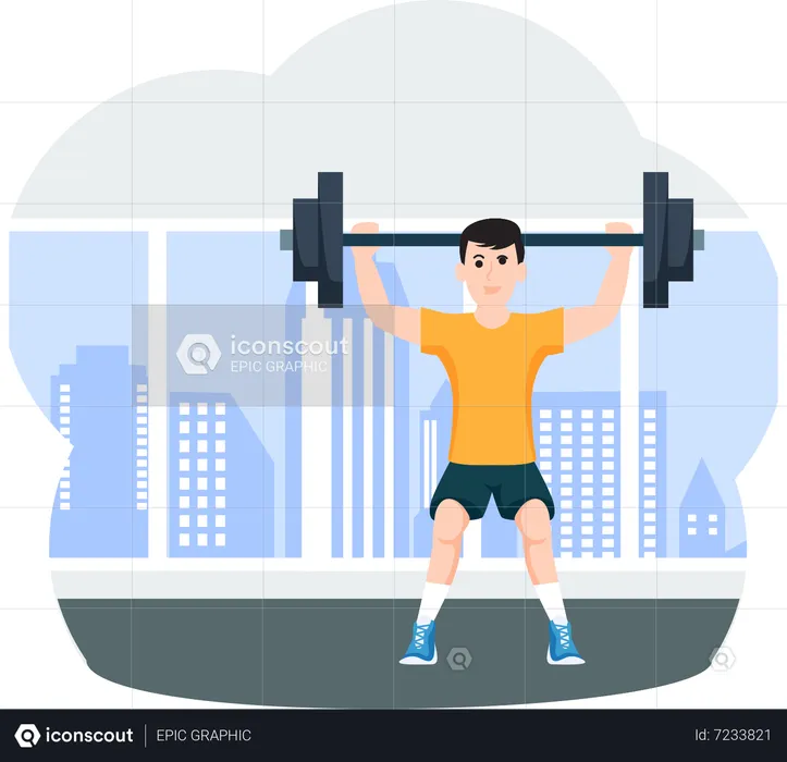 Weightlifter Lifting Weight  Illustration