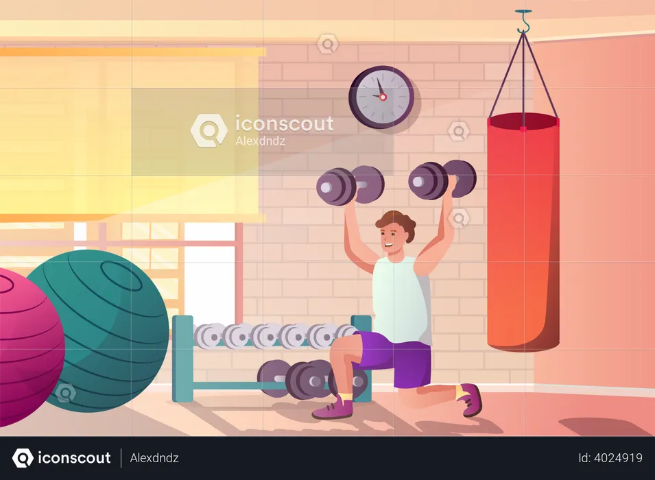 Weightlifting at gym  Illustration
