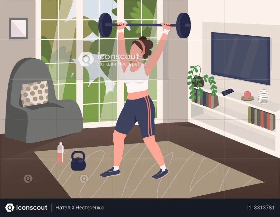 Weightlifting at home  Illustration