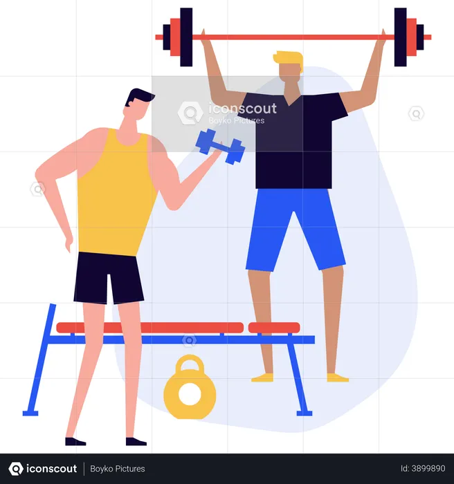 Weightlifting session at gym  Illustration