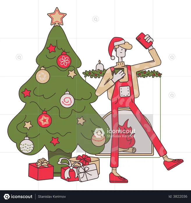 Weihnachts-Selfie  Illustration