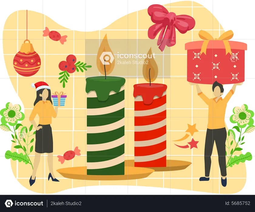 Weihnachtsdekoration Kerzen  Illustration