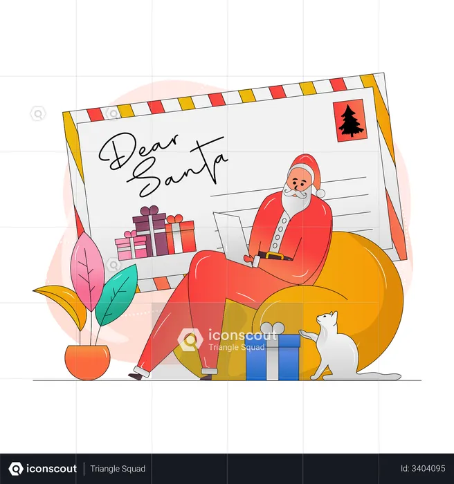 Weihnachtsmann liest Briefe  Illustration