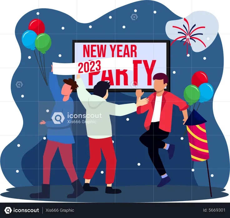 Welcoming 2023 party celerbation  Illustration
