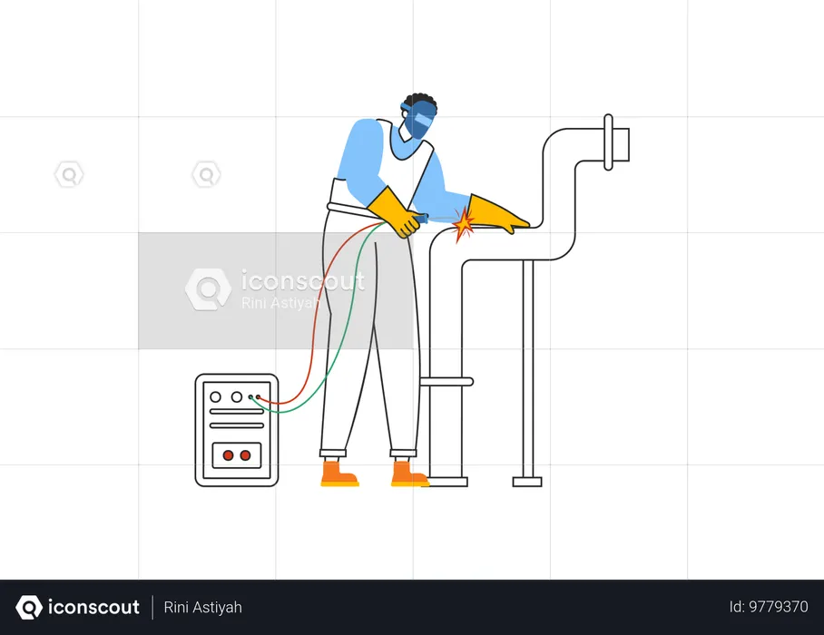 Welder doing welding  Illustration