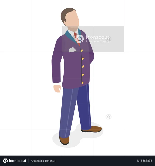 Well dressed waiter working in hotel  Illustration