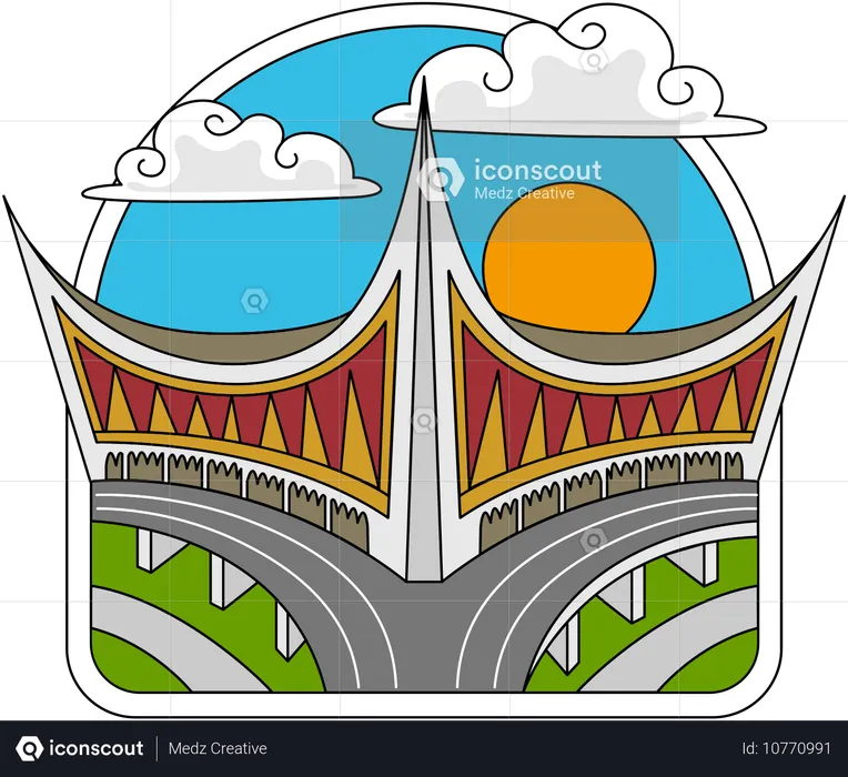 Große Moschee in Westsumatra  Illustration