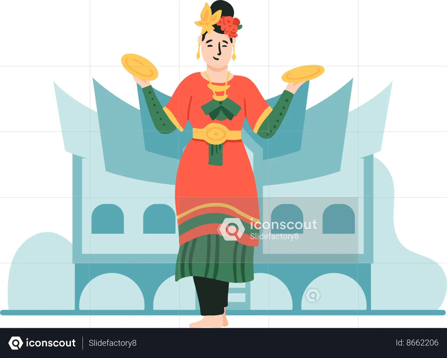 West Sumatra Traditional Dance From Indonesia Illustration - Free ...