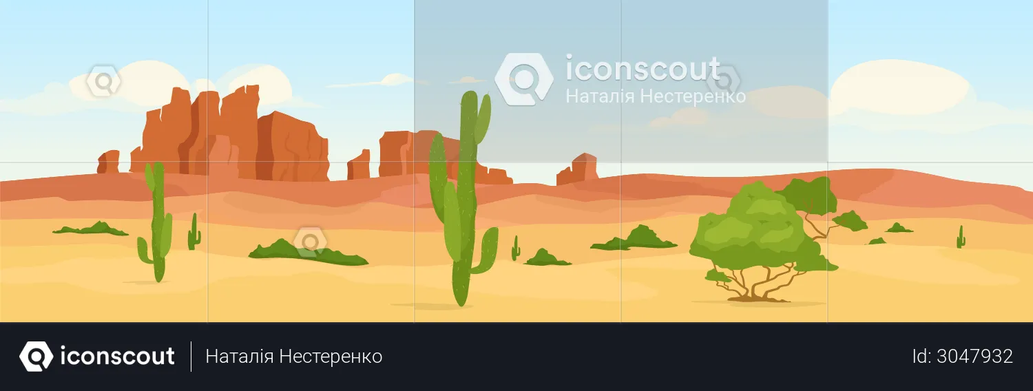Western dry desert at day time  Illustration