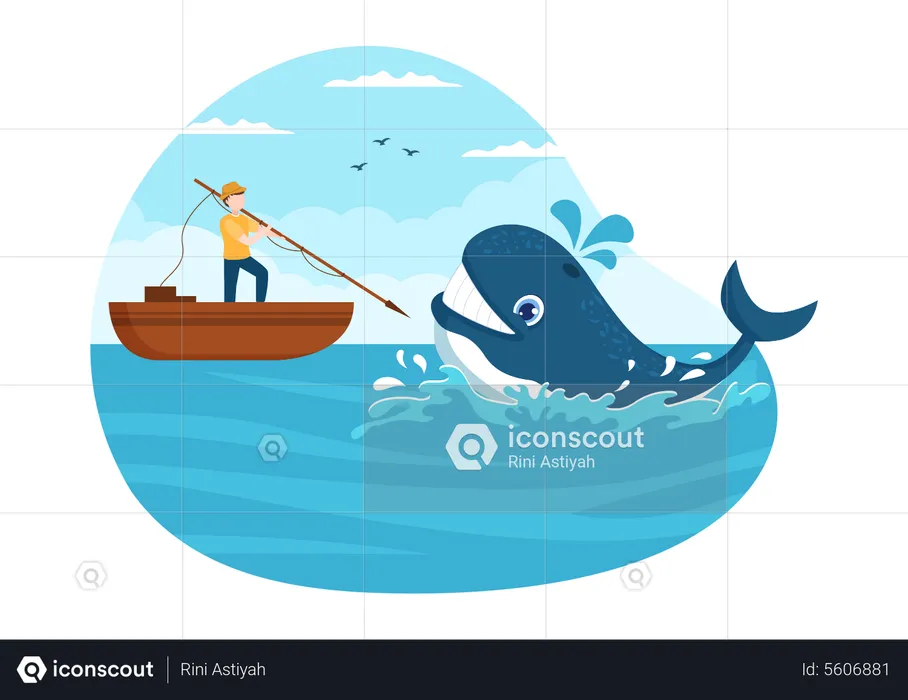Whale Catching  Illustration