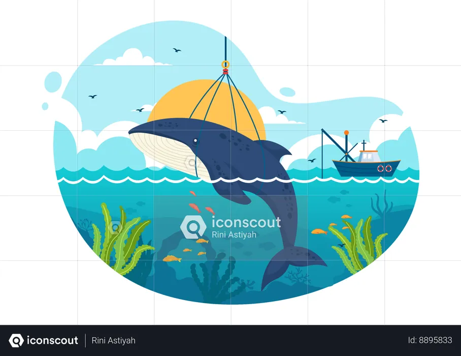 Whale Hunting  Illustration