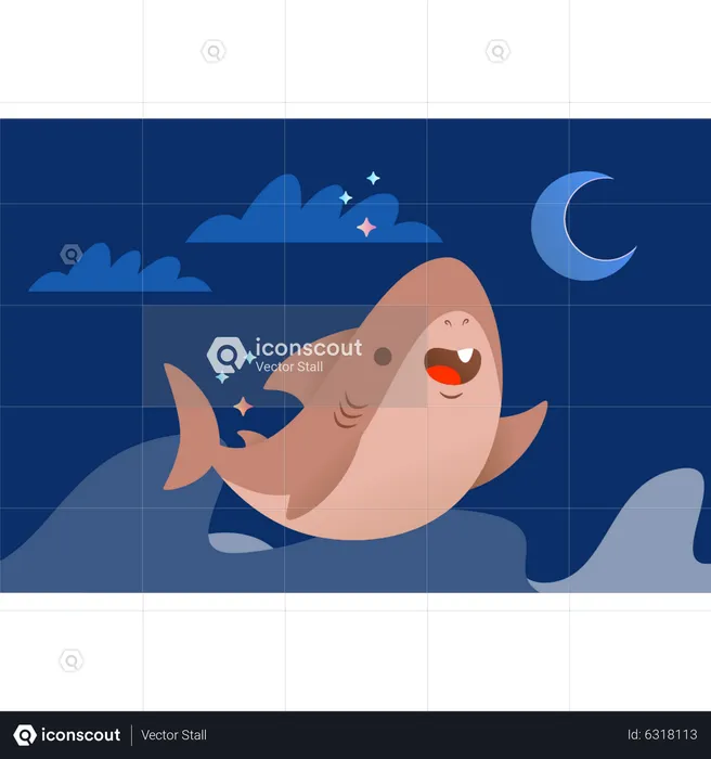 Whale in sea  Illustration