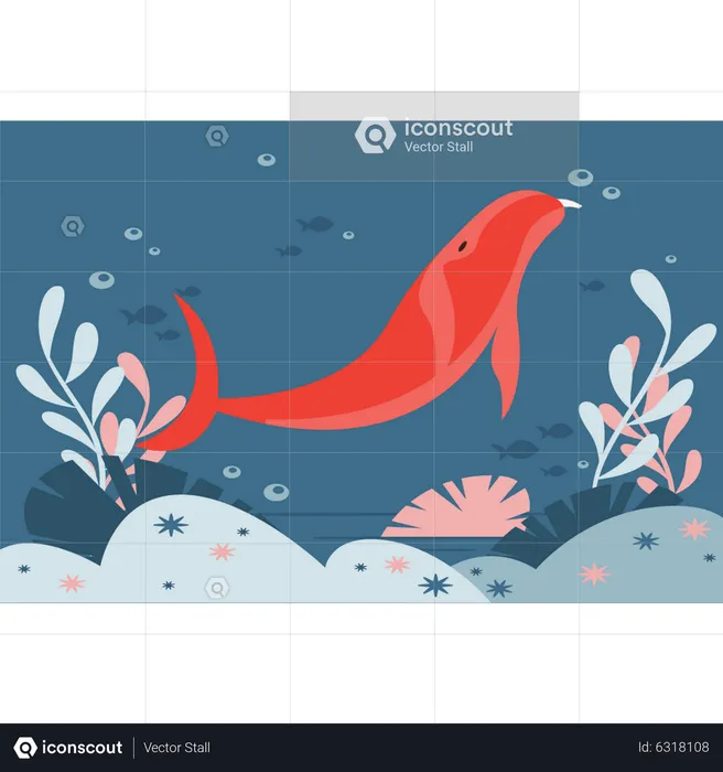 Whale in sea  Illustration