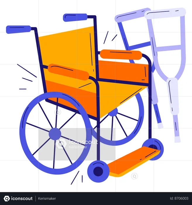 Wheelchair with crutches  Illustration