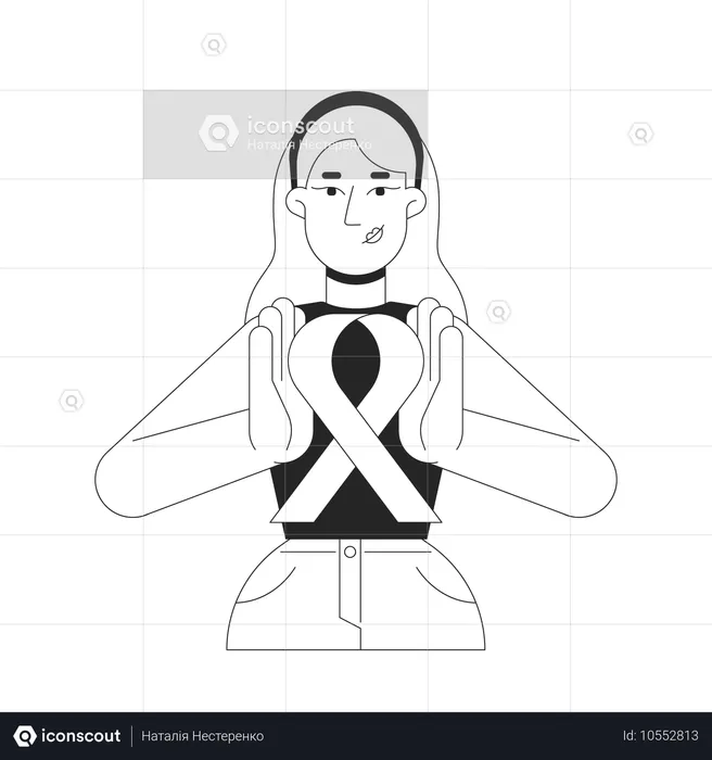 White feminist promoting breast cancer awareness  Illustration