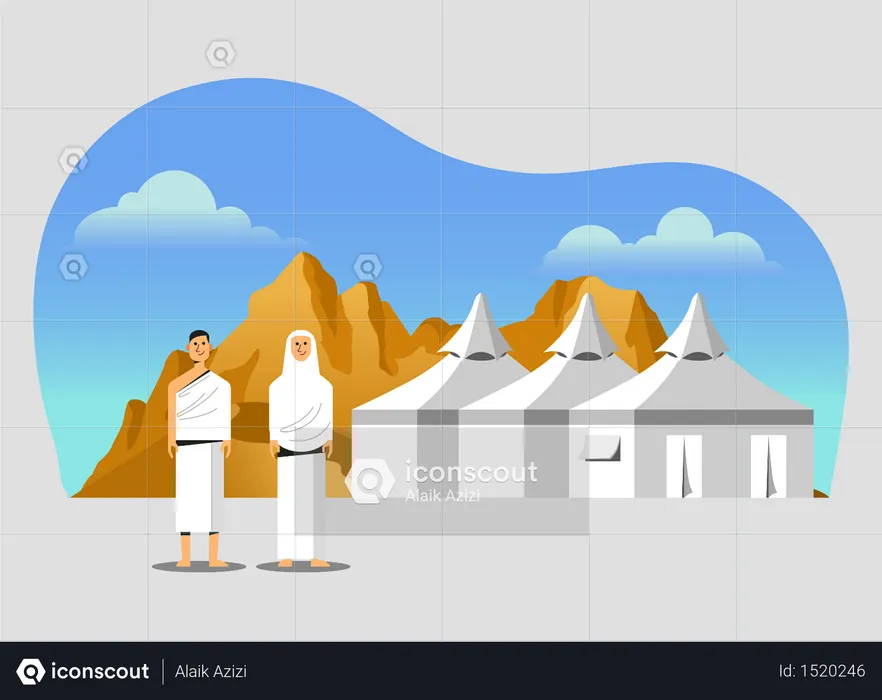 White Tent Camp Area Of Hajj Pilgrimage  Illustration