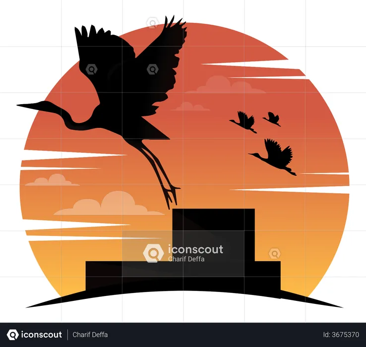 Whooping crane bird  Illustration