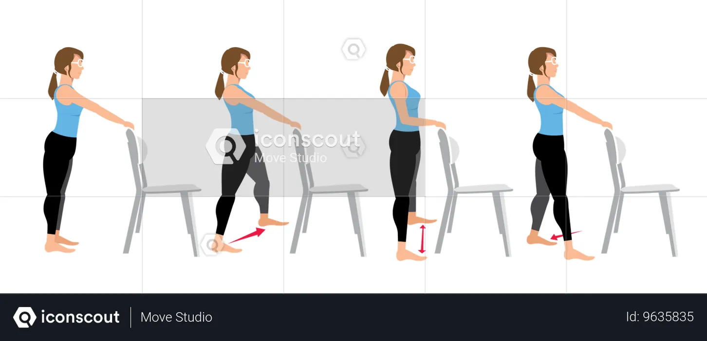 Wide leg Four step in and out  Illustration