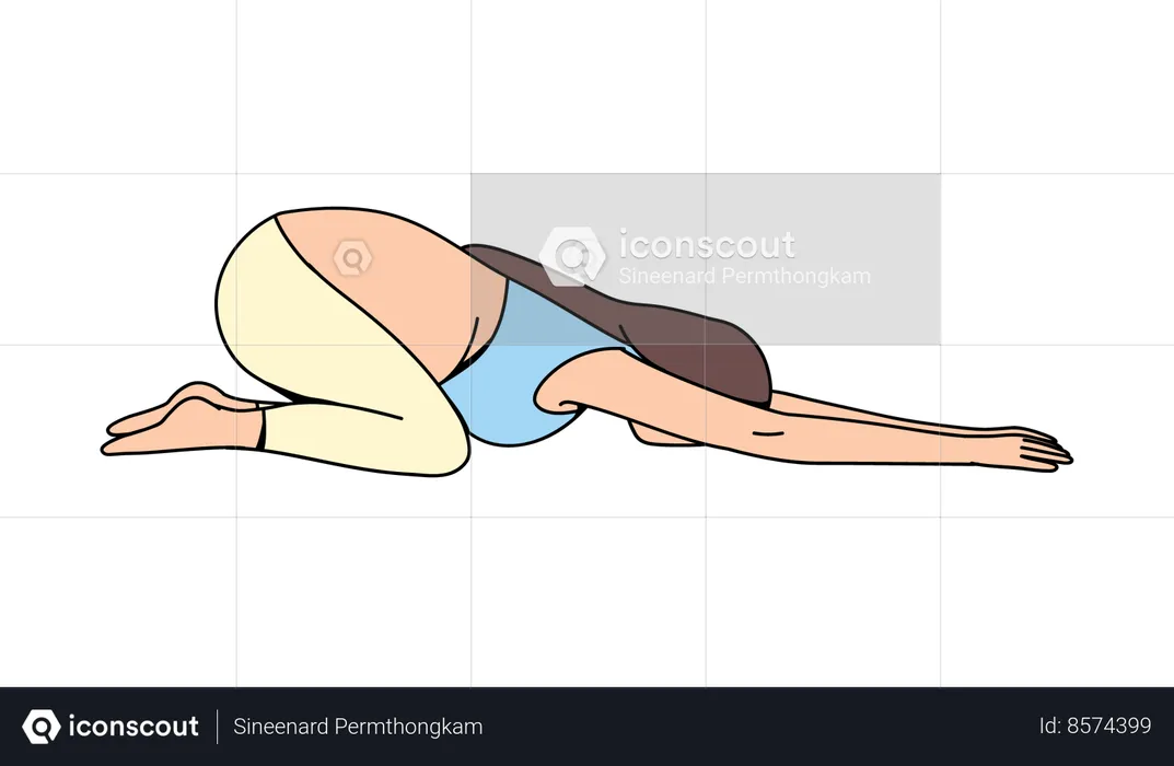 Wide Legged Child Pose Yoga  Illustration