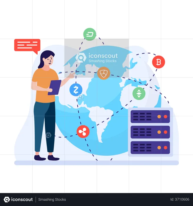 Wide spread blockchain technology  Illustration