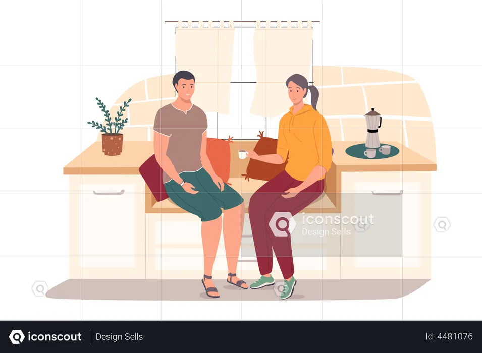 Wife Giving Coffee  Illustration