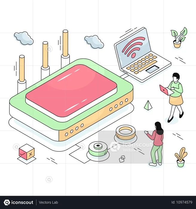 와이파이 라우터  일러스트레이션