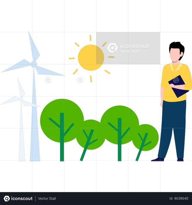 Wind Energy Production  Illustration