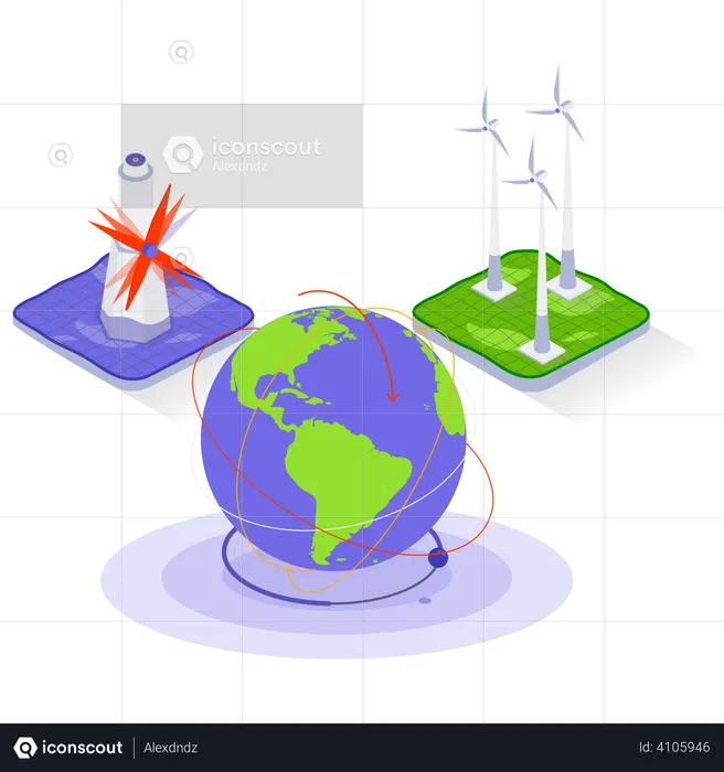 Wind power for green global  Illustration