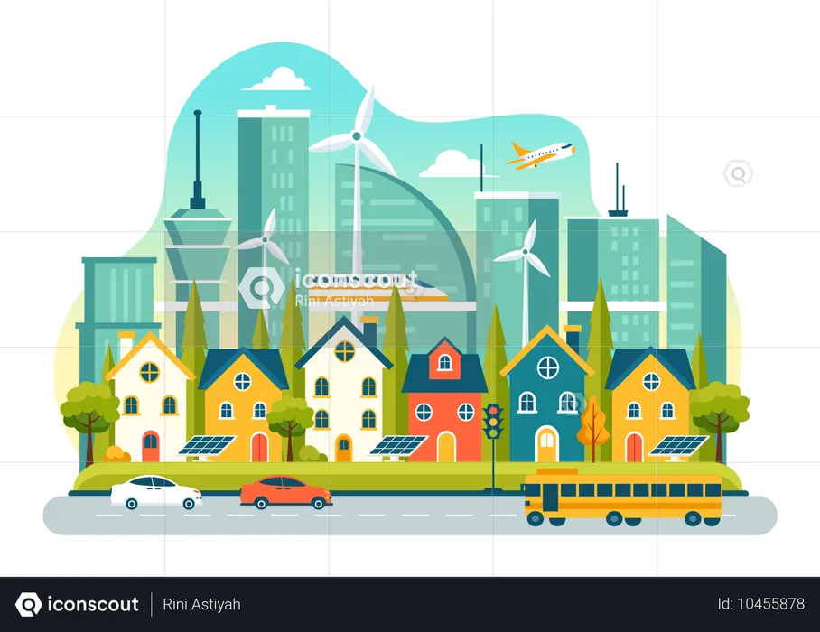 Windenergie versorgt städtische Haushalte  Illustration