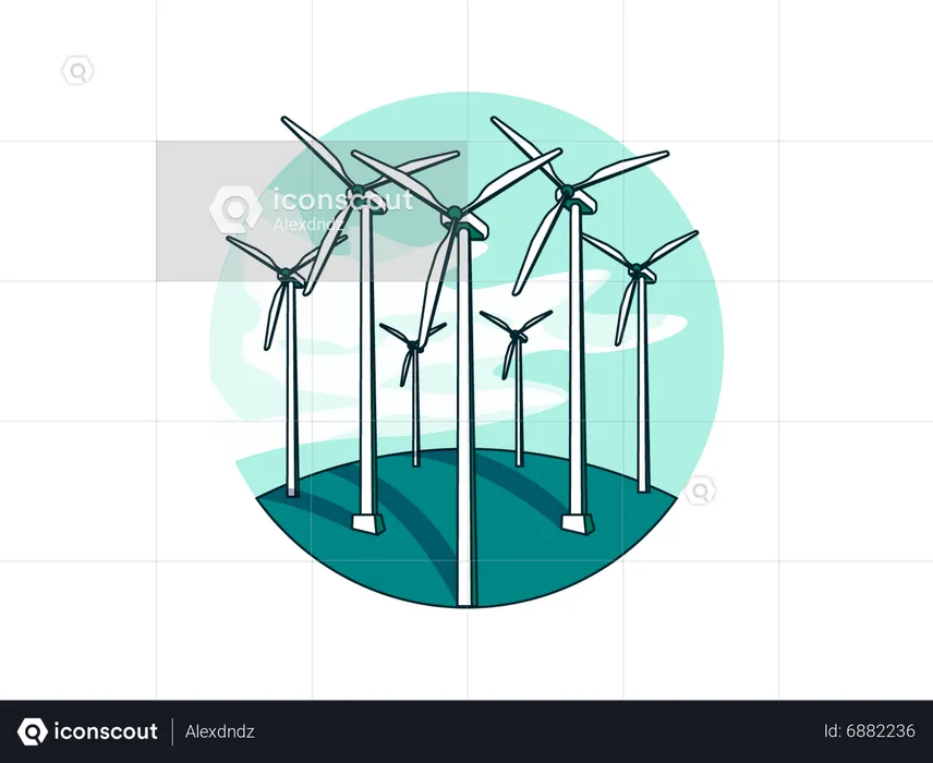 Windmill in field  Illustration