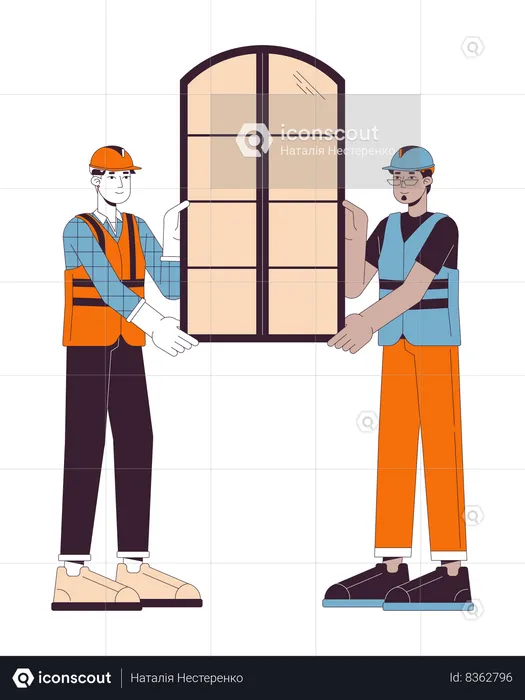 Window installation home  Illustration