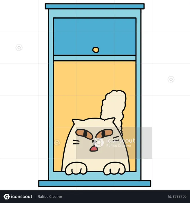 Window With Cat  Illustration