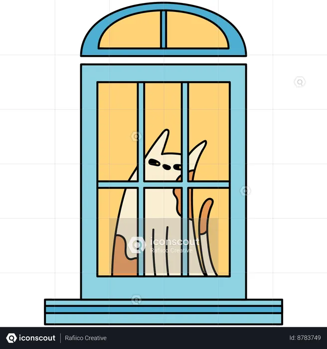 Window With Cat  Illustration