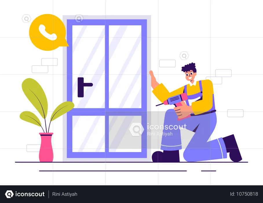 Windows and Doors Service  Illustration