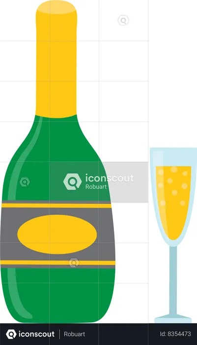 Wine Bottle and Champagne  Illustration