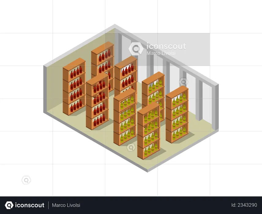 Wine or beverage racks room  Illustration