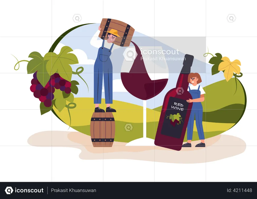 Wine production  Illustration