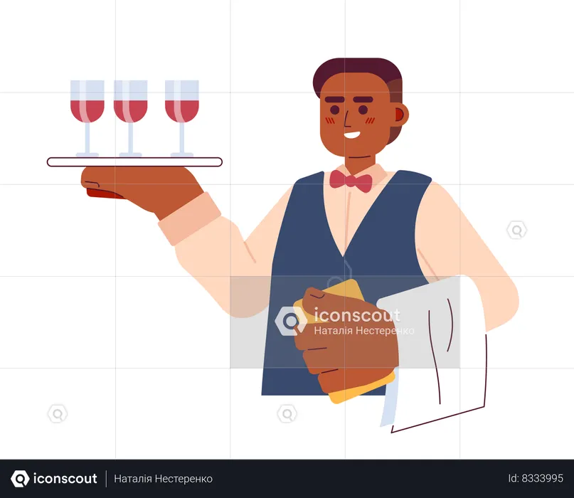 Wine steward african american male  Illustration