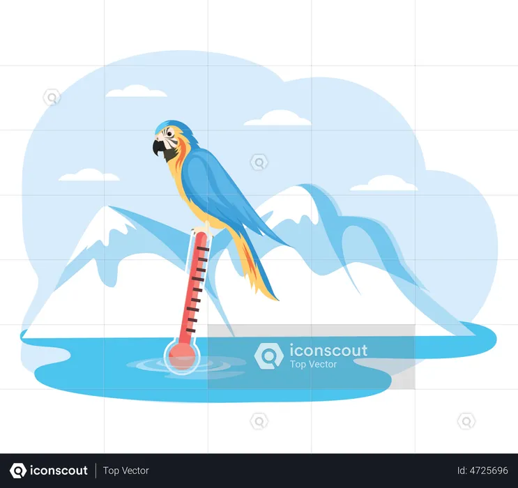 Winter bird on riding temperature  Illustration
