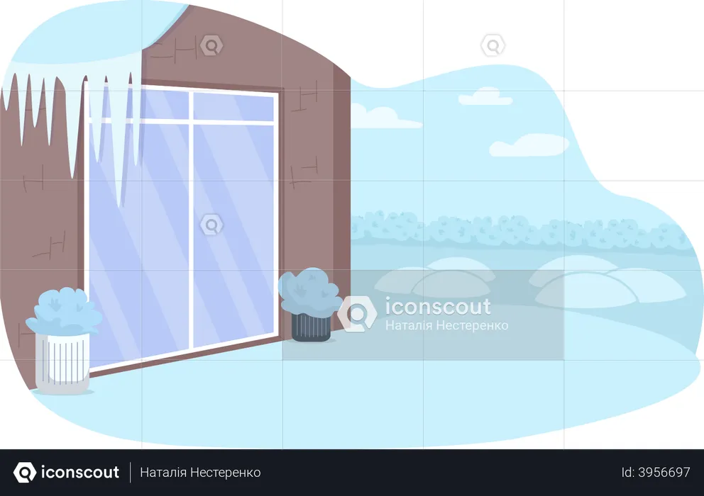 Winter home yard  Illustration