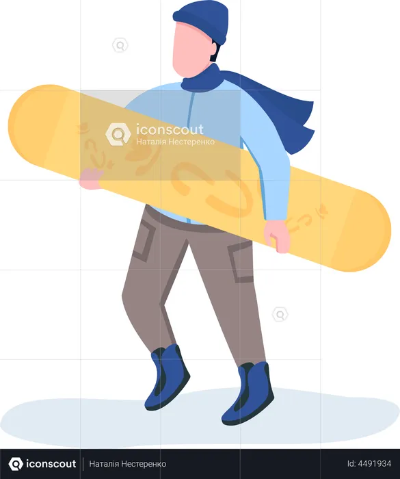 Winter sports star with snowboard  Illustration