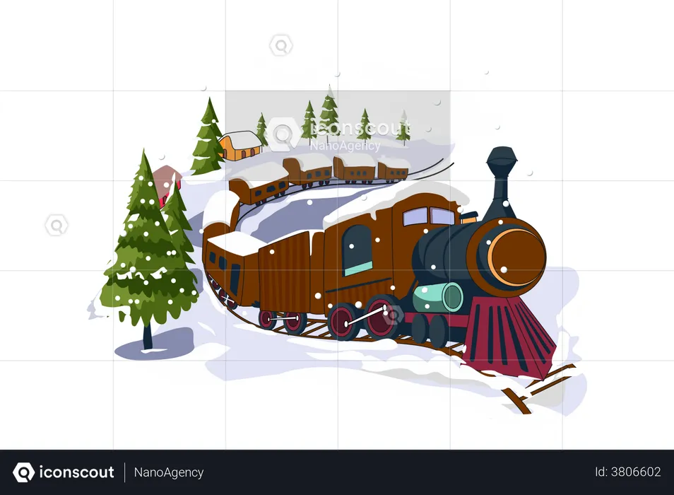 Winter Train  Illustration